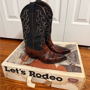 Vintage Nocona Rattlesnake Leather Cowboy Boots – Men’s 5 D (Women’s 6.5–7)